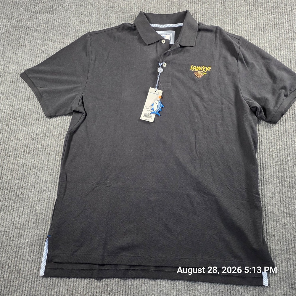 Southern Tide Mens Skipjack Polo Shirt Black Hawkeye Eagle Logo Size L NWT